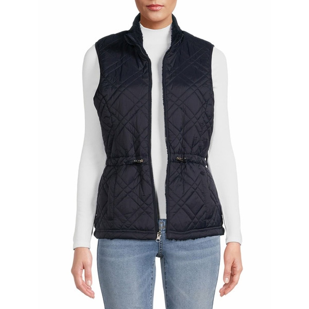 NWT Time & Tru Navy Quilted Reversible Vest